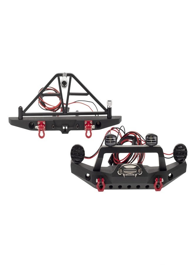 Treehobby Aluminium Alloy Anti-Collision Front/Rear Bumper Protective Bar with LED Lights Compatible with Axial SCX10 90046 TRX-4 SCX10 iii AX103007 1/10 RC Crawler Car Upgrade Parts (Front Bumper) - Image 4